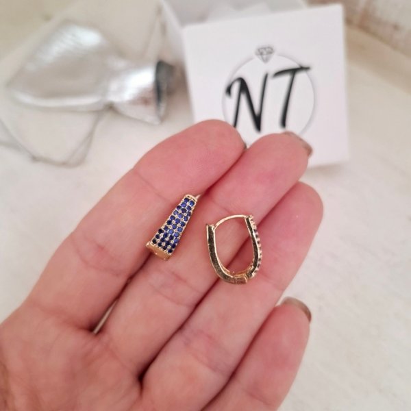 Aros Dorits Cristal Azul - Acero Dorado