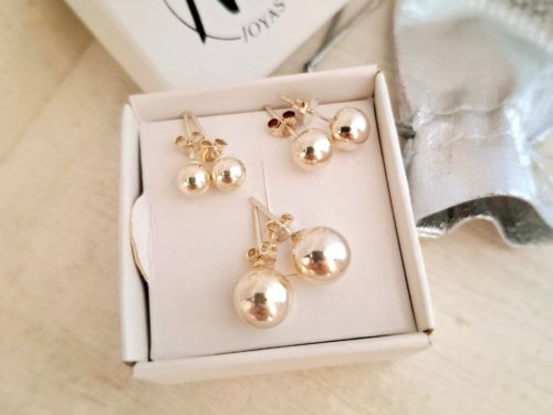 Aros Pasante Bolitas - Plata 925