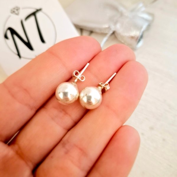 Aros Pasante Bolitas - Plata 925
