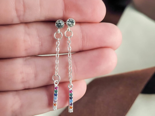 Aros Pasante Largos Multicolor - Acero Blanco