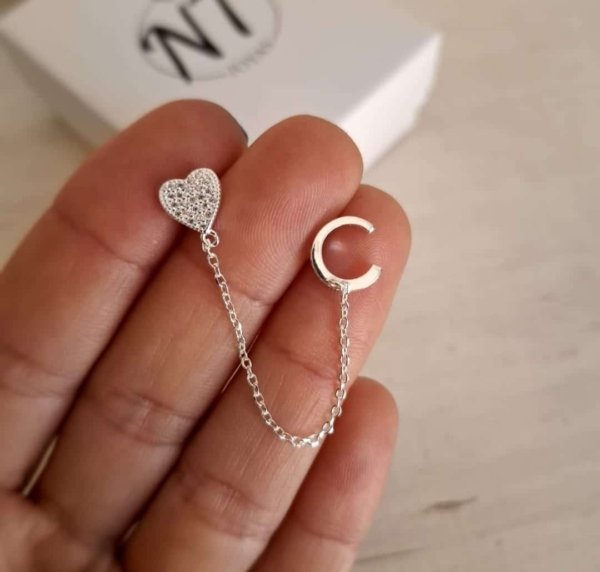 Aro único Pasante más Cuff Brillo - Plata 925