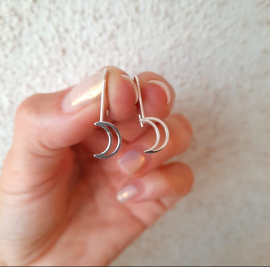 Aros gancho Luna - Acero Blanco