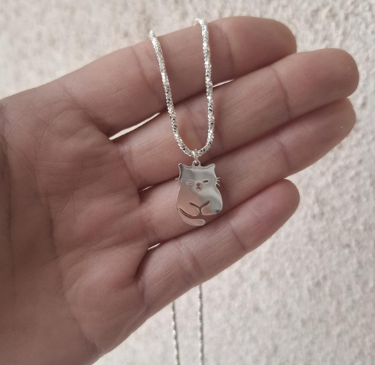Colgante Gatito en Acero Blanco