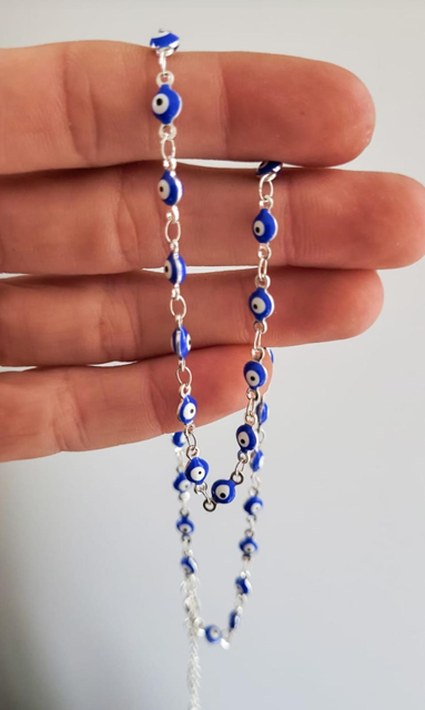 Collar Ojo Turco en Acero Blanco