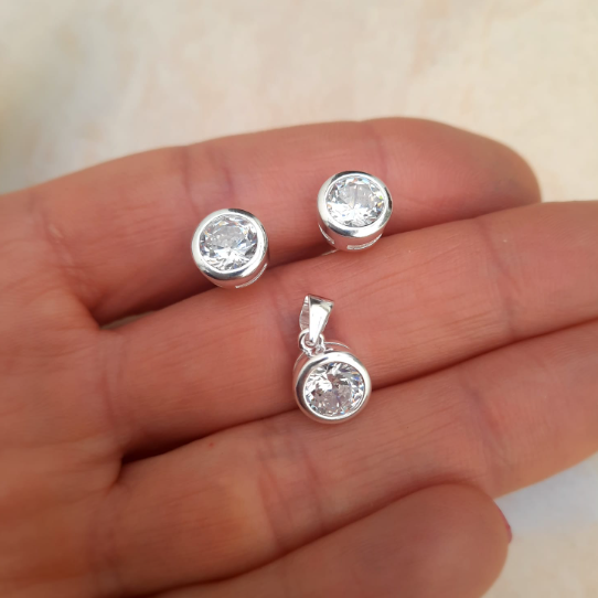 Conjunto Tae cristal en plata 925