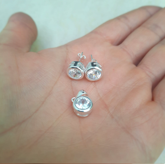 Conjunto Tae cristal en plata 925