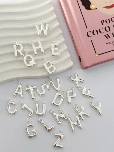 Dije Iniciales en Acero blanco inflado