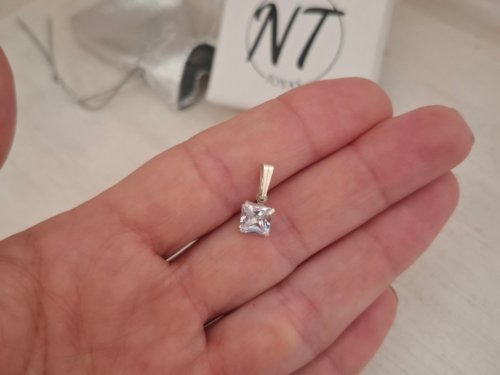 Dije Mini Cuadrado Cristal - Plata 925