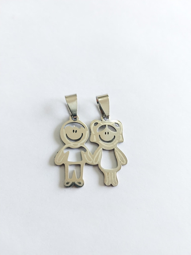 Dije Niños Unidos - Acero Blanco Calado