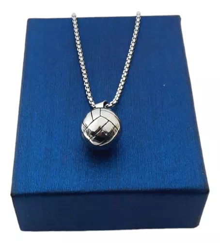 Dije Pelota de Vóley en Acero Blanco