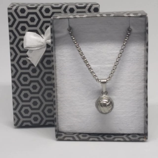 Dije Pelota de Vóley en Acero Blanco