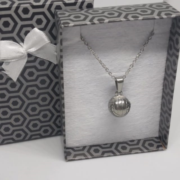 Dije Pelota de Vóley en Acero Blanco