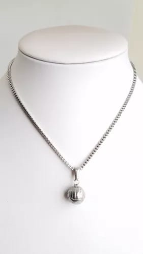 Dije Pelota de Vóley en Acero Blanco