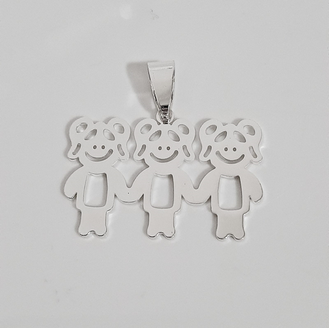 Dije Tres Niñas - Acero Blanco Calado Dije Tres Niñas - Acero Blanco Calado