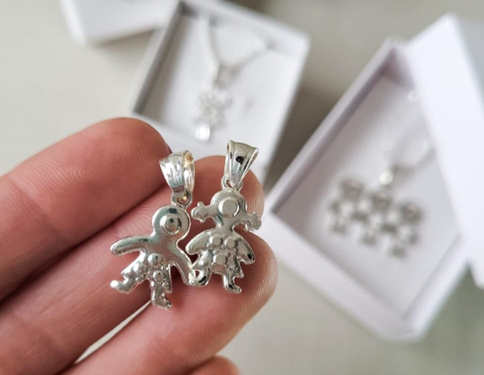 Dijes Niños Acero Blanco Inflado