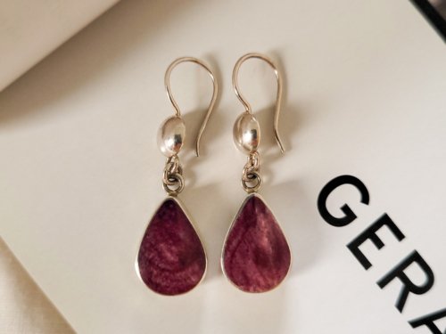 Aros Morados Gota - Plata 925