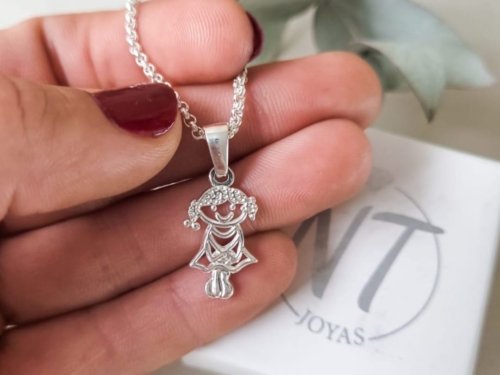 Dije Niña - Acero Blanco