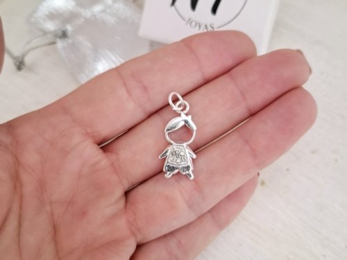 Dije Niño con Brillo - Acero Blanco