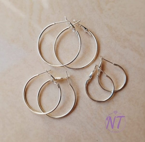 Argollas Cubanas Finas - Acero Blanco