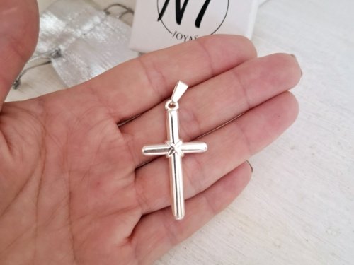 Dije Cruz - Acero Blanco