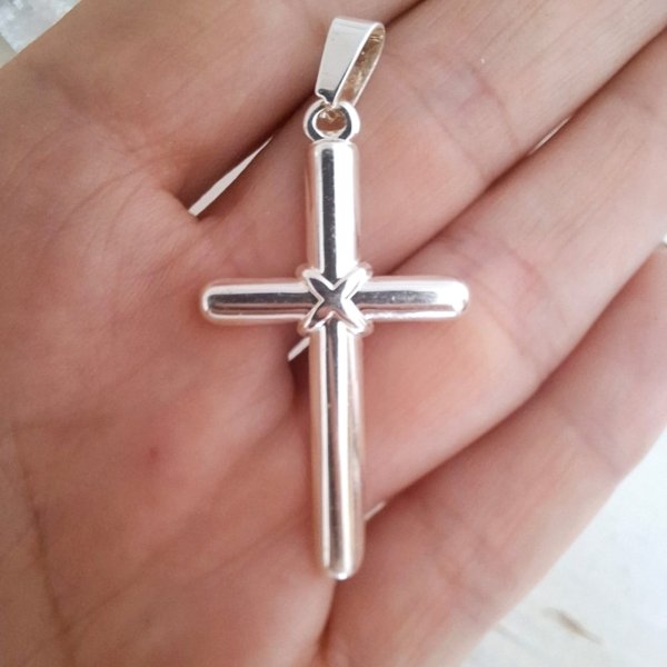 Dije Cruz - Acero Blanco Dije Cruz - Acero Blanco