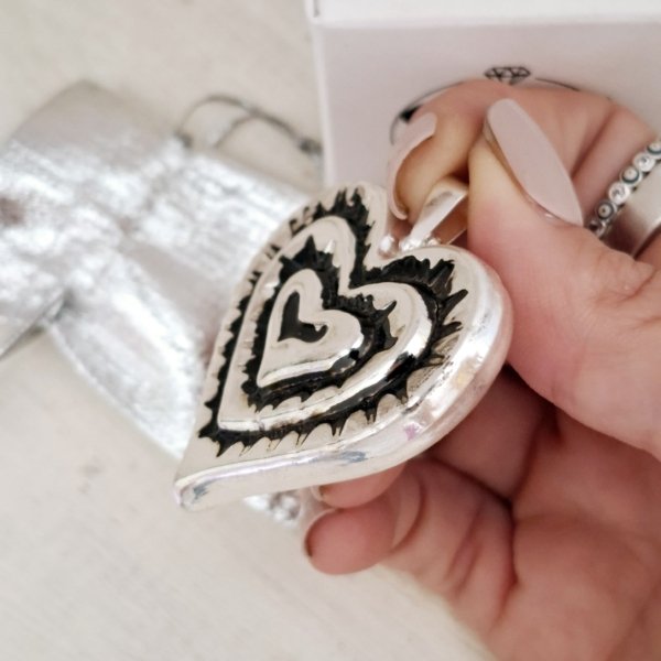 Dije Corazón - Acero Blanco Inflado