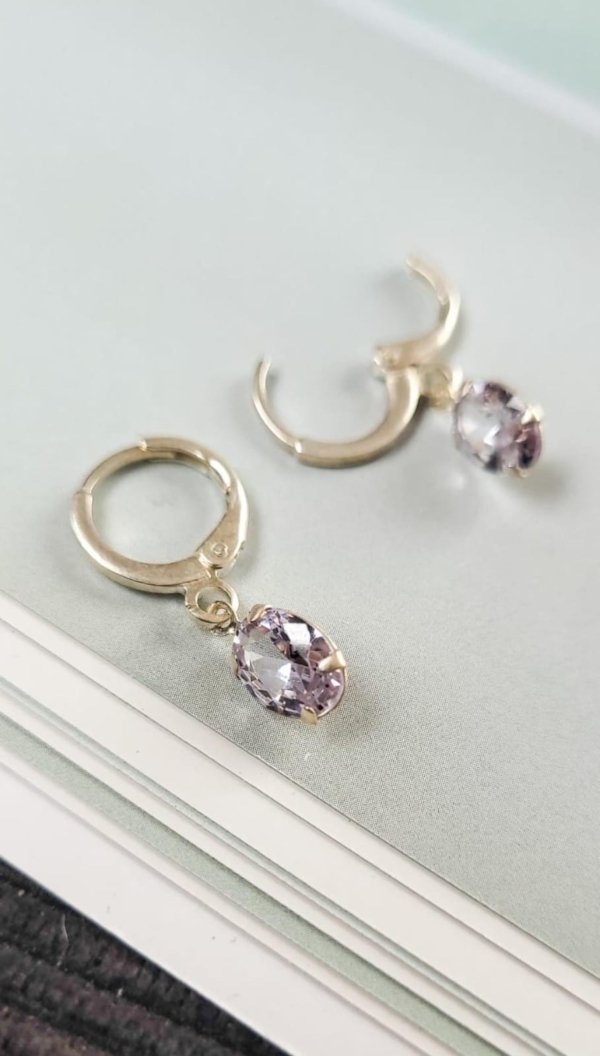 Aros Brisura Cristal en Plata 925 Aros Brisura Cristal Varios Diseños - Plata 925