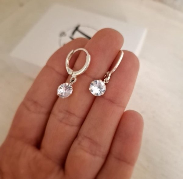 Aros Brisura Cristal en Plata 925 Aros Brisura Cristal Varios Diseños - Plata 925