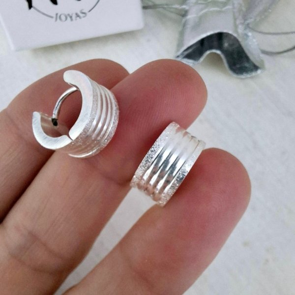 Argollas Cubanas Cintia - Acero Blanco