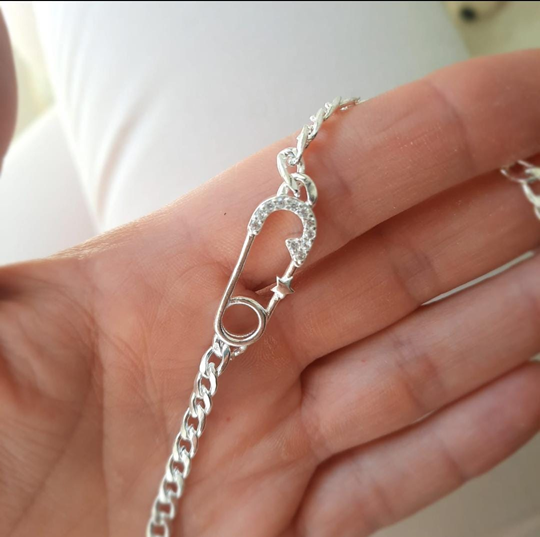 Pulsera Clip Brillo - Acero Blanco