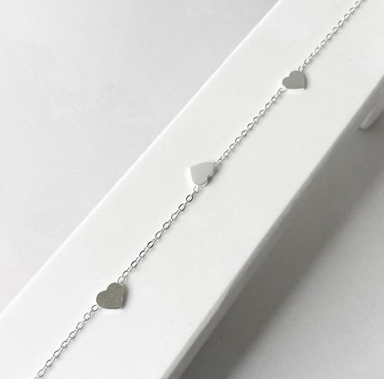 Pulsera Corazones - Acero Blanco