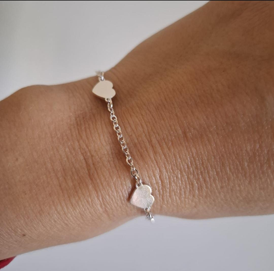 Pulsera Corazones - Acero Blanco