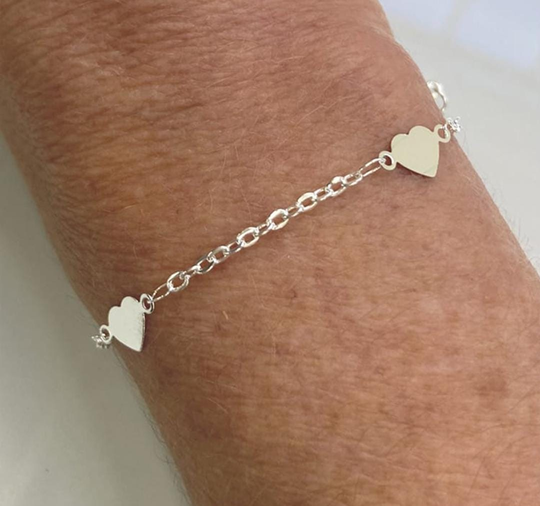 Pulsera Corazones - Acero Blanco