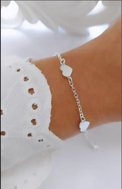 Pulsera Corazones - Acero Blanco