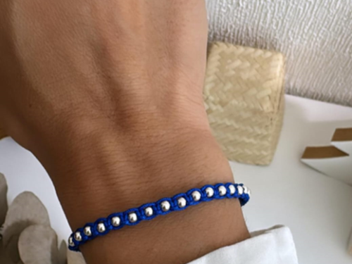 Pulsera Macramé en Acero Blanco