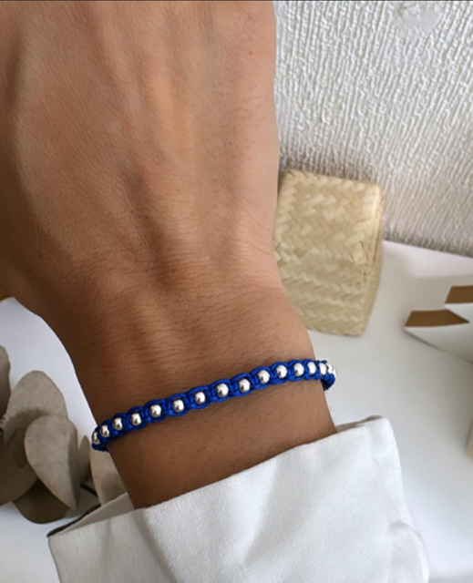 Pulsera Macramé en Acero Blanco