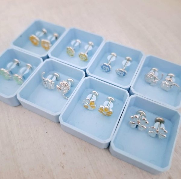 Abridores Flores - Enchapados Plata 925