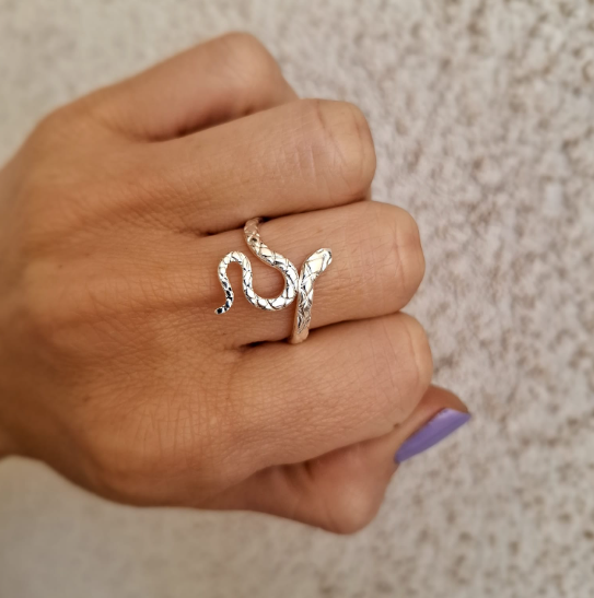Anillo Serpiente - Acero Blanco