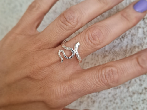 Anillo Serpiente - Acero Blanco