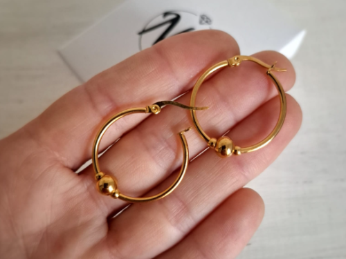 Argollas Bolita - Acero Dorado Argollas Bolita - Acero Dorado