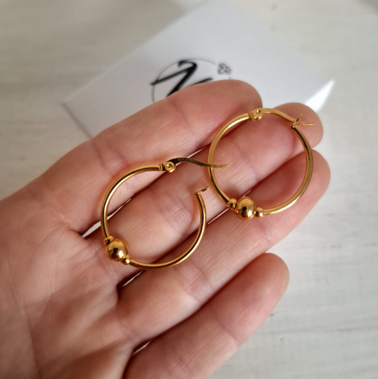 Argollas Bolita - Acero Dorado
