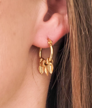 Argollitas Hojita - Acero Dorado Argollitas Hojita - Acero Dorado