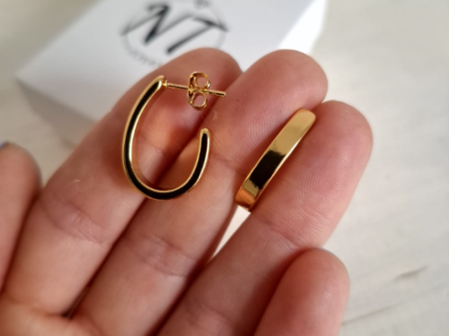 Aros Pasante Tuby  Planos Pequeños - Acero Dorado