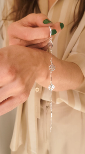 Pulsera Árbol de la Vida - Acero Blanco