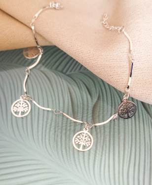 Pulsera Árbol de la Vida - Acero Blanco