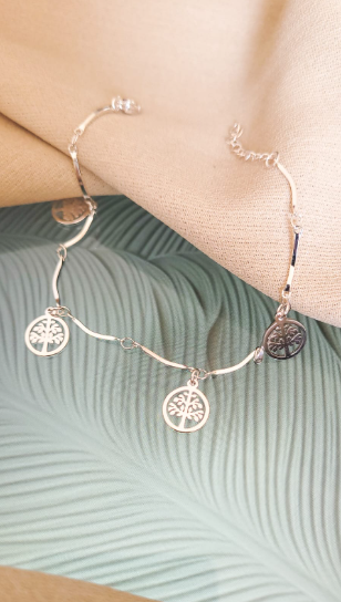Pulsera Árbol de la Vida - Acero Blanco