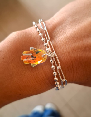 Pulsera Mano de Fátima - Acero Blanco