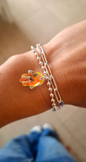 Pulsera Mano de Fátima - Acero Blanco