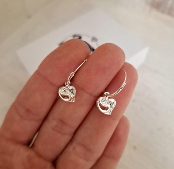 Argolla dije corazón en plata 925 Argollas dije Corazón Puntos de Luz - Plata 925