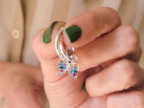 Argollas Alitas Coloridas - Acero Blanco